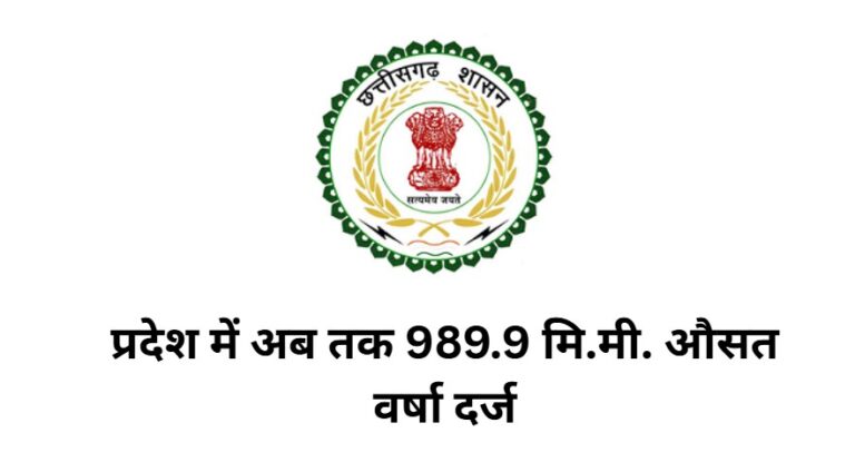 प्रदेश में अब तक 989.9 मि.मी. औसत वर्षा दर्ज